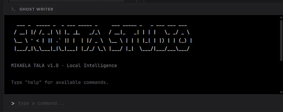 Ghost Writer - Mikaela Tala v1.0 Local Intelligence terminal