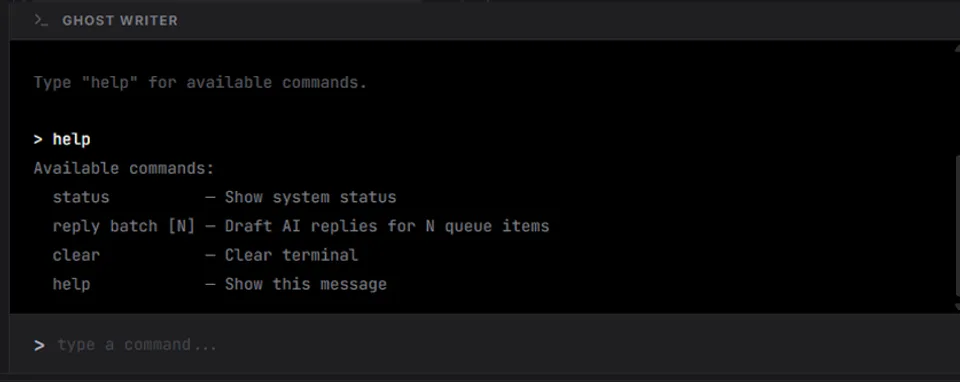 Ghost Writer command interface
